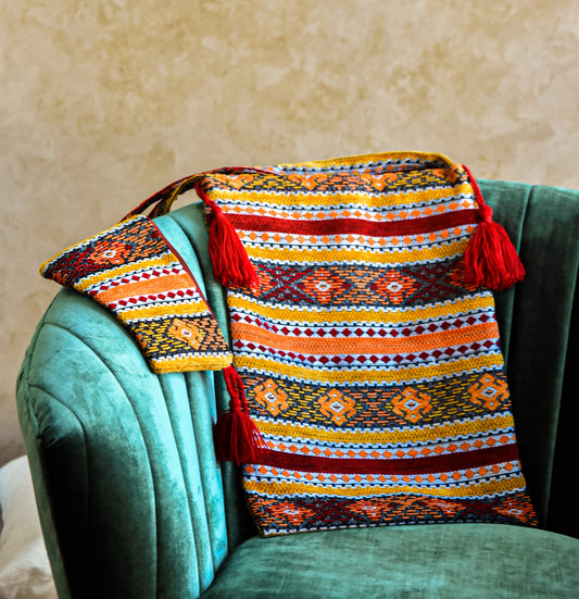 Ensemble sac bandoulière et pochette artisanale – Tissage traditionnel